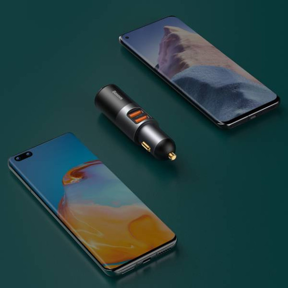 Baseus Share Together | Ładowarka samochodowa USB + gniazdo zapalniczki 120W Quick Charge 4.0 SCP 