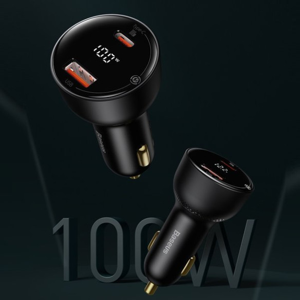 Baseus Superme | Szybka ładowarka samochodowa 100W USB-C USB z kablem USB-C