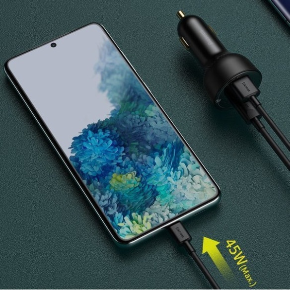 Baseus Superme | Szybka ładowarka samochodowa 100W USB-C USB z kablem USB-C