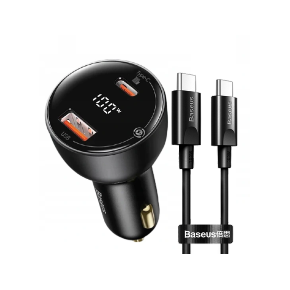 Baseus Superme | Szybka ładowarka samochodowa 100W USB-C USB z kablem USB-C