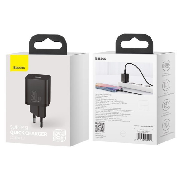 Baseus Super Si | Ładowarka sieciowa zasilacz 30W USB-C Power Delivery Quick Charge QC 3.0