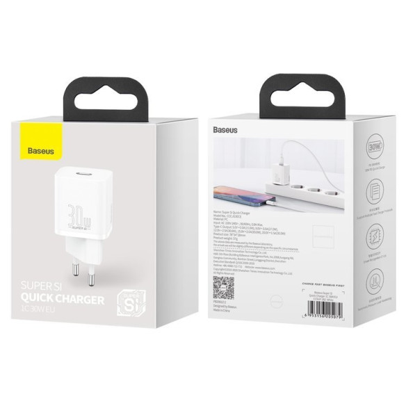 Baseus Super Si | Ładowarka sieciowa zasilacz 30W USB-C Power Delivery Quick Charge QC 3.0