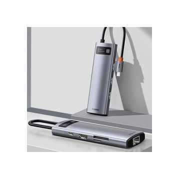 Baseus Metal Gleam Series 8-in-1 | Adapter HUB USB-C - HDMI 4K 3x USB3.0 USB-C RJ45 SD TF PD 100W
