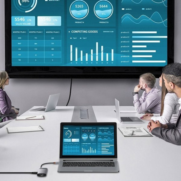 Baseus Metal Gleam Series 8-in-1 | Adapter HUB USB-C - HDMI 4K 3x USB3.0 USB-C RJ45 SD TF PD 100W