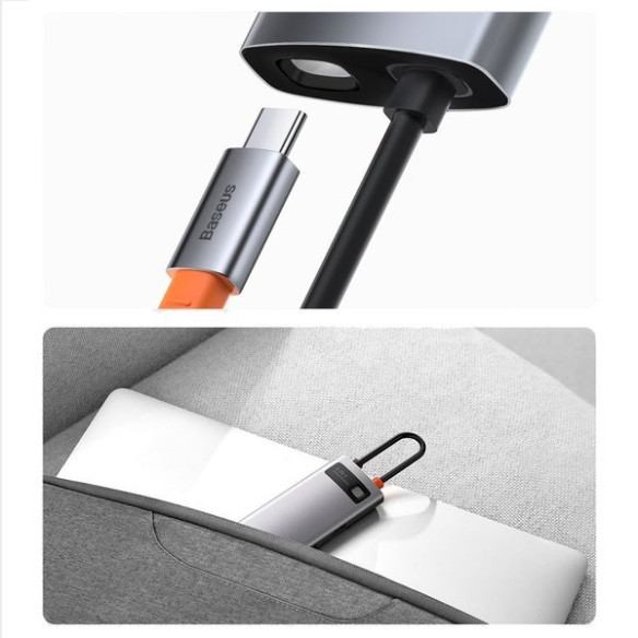 Baseus Metal Gleam Series 8-in-1 | Adapter HUB USB-C - HDMI 4K 3x USB3.0 USB-C RJ45 SD TF PD 100W