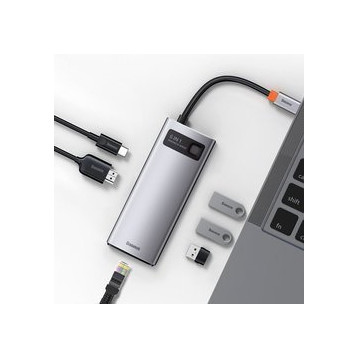 Baseus Metal Gleam Series 6-in-1 | Adapter HUB USB-C - HDMI 4K 3x USB3.0 USB-C RJ45 PD 100W