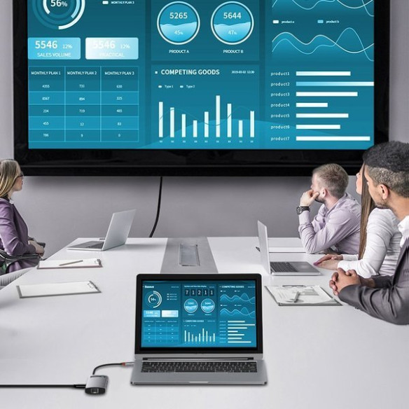 Baseus Metal Gleam Series 6-in-1 | Adapter HUB USB-C - HDMI 4K 3x USB3.0 USB-C RJ45 PD 100W