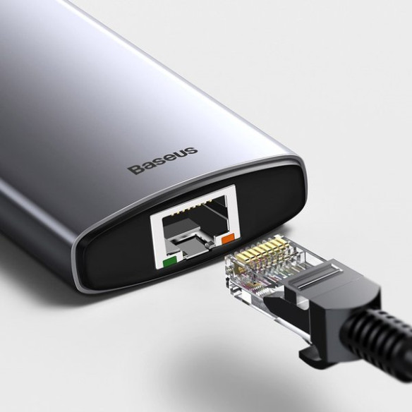 Baseus Metal Gleam Series 6-in-1 | Adapter HUB USB-C - HDMI 4K 3x USB3.0 USB-C RJ45 PD 100W