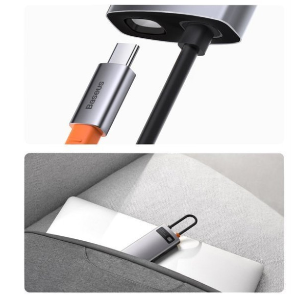 Baseus Metal Gleam Series 6-in-1 | Adapter HUB USB-C - HDMI 4K 3x USB3.0 USB-C RJ45 PD 100W