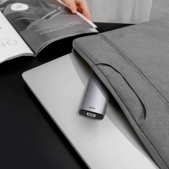 Baseus Metal Gleam 11w1 | Adapter HUB 11w1 USB-C do 2x HDMI, VGA, RJ45, Audio, 3x USB3.0, SD/TF, 100W