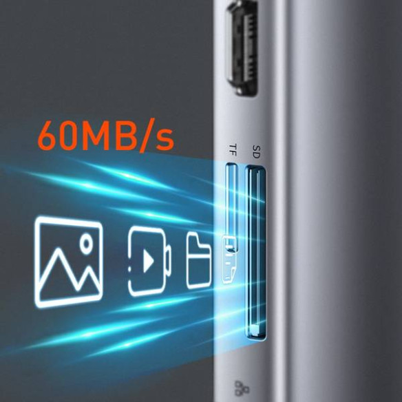 Baseus Metal Gleam 11w1 | Adapter HUB 11w1 USB-C do 2x HDMI, VGA, RJ45, Audio, 3x USB3.0, SD/TF, 100W