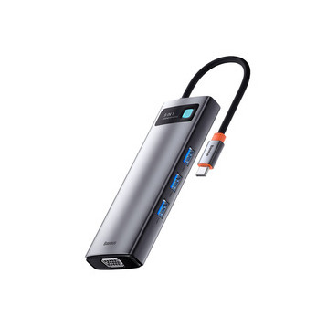 Baseus Metal Gleam 9w1 | Adapter HUB 9w1 USB-C do HDMI, VGA, RJ45, 3x USB3.0, SD/TF, 100W  