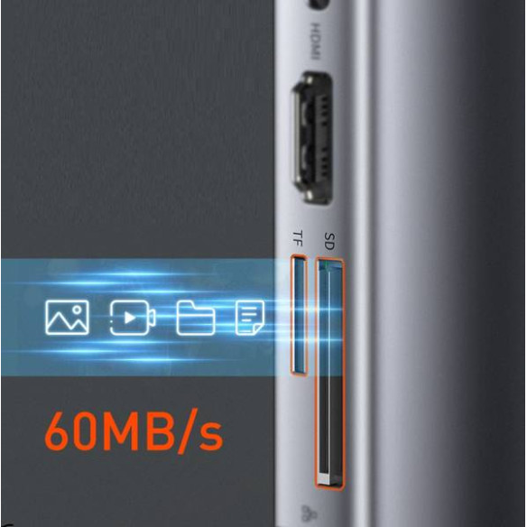 Baseus Metal Gleam 9w1 | Adapter HUB 9w1 USB-C do HDMI, VGA, RJ45, 3x USB3.0, SD/TF, 100W  