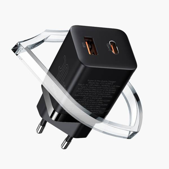 Baseus Super Si Pro | Ładowarka sieciowa USB-C USB-A 30W PD QC3.0 
