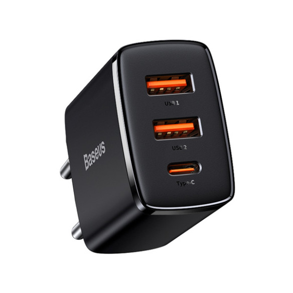 Baseus Compact 2U+C | Ładowarka sieciowa USB-C, 2x USB-A 30W PD QC3.0