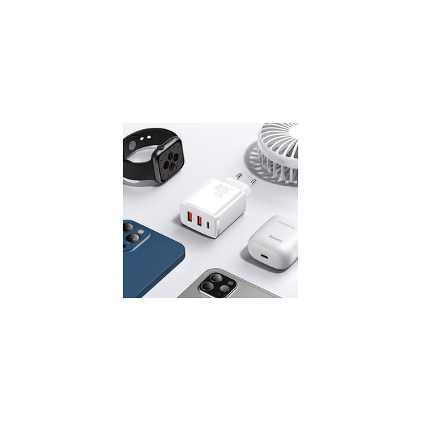 Baseus Compact 2U+C | Ładowarka sieciowa USB-C, 2x USB-A 30W PD QC3.0
