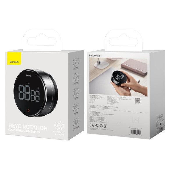Baseus heyo rotation Pro | Stoper minutnik timer cyfrowy magnetyczny LED HD