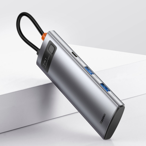 Baseus Metal Gleam | Adapter HUB 7w1 USB-C 100W HDMI 4K USB3.0 USB-C TF/SD 