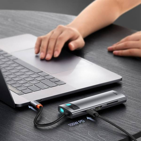 Baseus Metal Gleam | Adapter HUB 7w1 USB-C 100W HDMI 4K USB3.0 USB-C TF/SD 