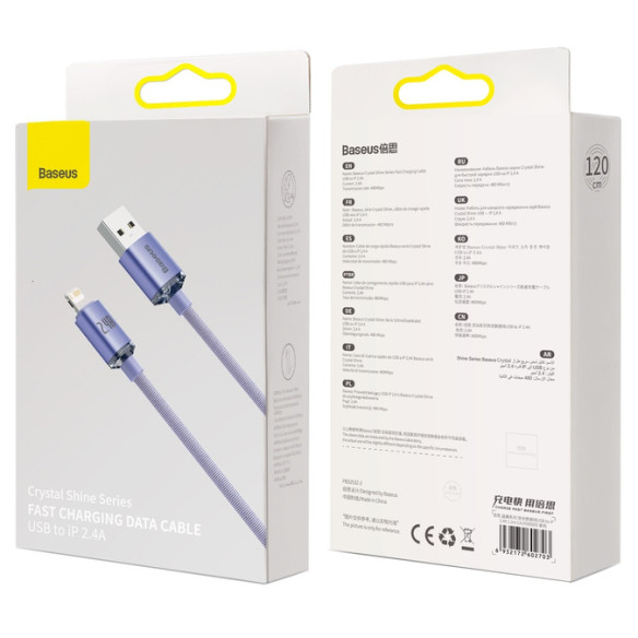 Baseus Crystal Shine | Kabel USB - Lightning do Apple iPhone iPad AirPods 1.2m 2.4A
