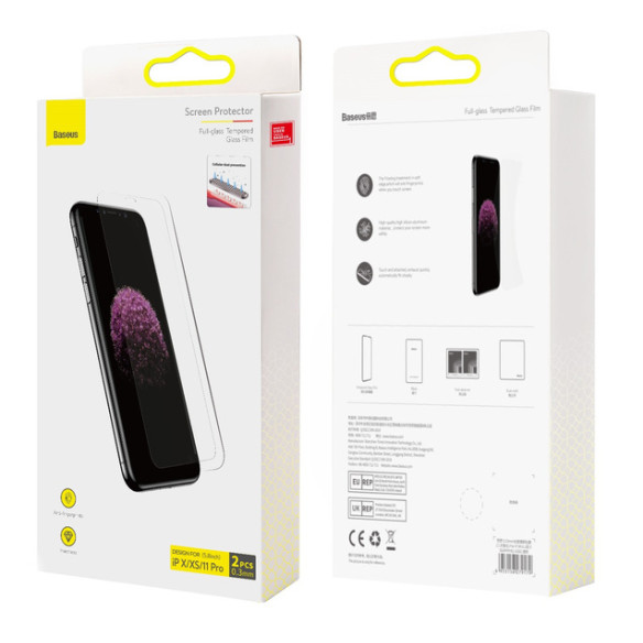 Baseus SGBL060102 | Szkło hartowane 9h do iPhone X / XS / 11 Pro (2 szt.)