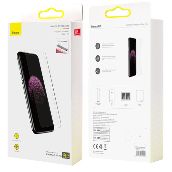 Baseus SGBL060302 | Szkło hartowane 9h do iPhone XS Max / 11 Pro Max  (2 szt.)