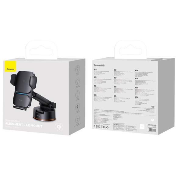 Baseus Wisdom Auto Alignment | Uchwyt samochodowy ładowarka indukcyjna Qi 15W do kokpitu szyby