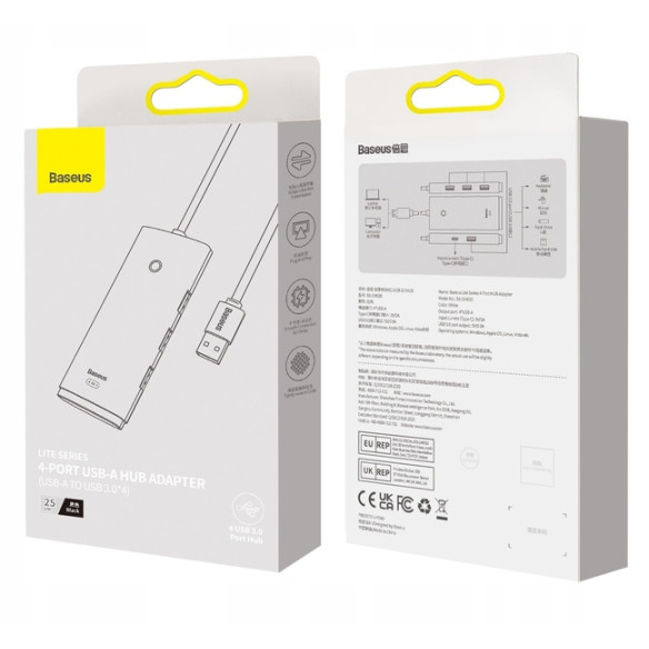 Baseus Lite Series 4-Port | HUB adapter rozdzielacz USB - USB 3.0 *4 25cm