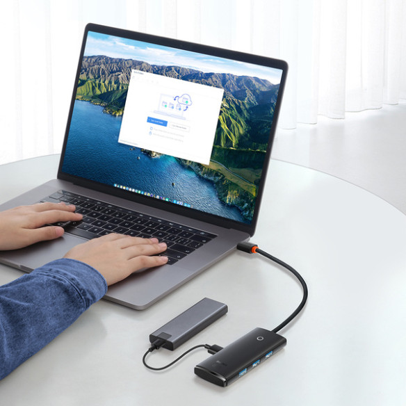 Baseus Lite Series 4-Port | HUB adapter rozdzielacz USB-C - USB 3.0 *4 25cm