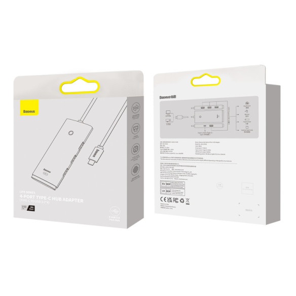Baseus Lite Series 4-Port | HUB adapter rozdzielacz USB-C - USB 3.0 *4 100cm