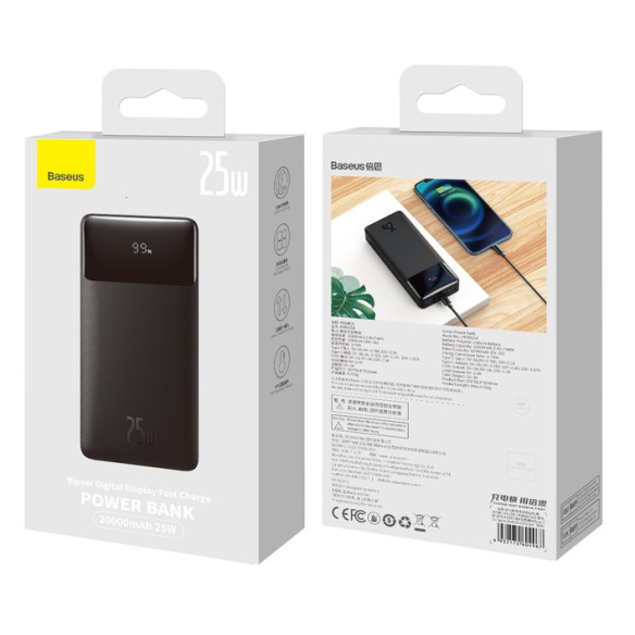 Baseus Bipow Digital Display | Power Bank 20000mAh 25W, z kablem USB-C PD EOL