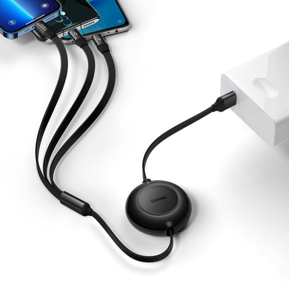 Baseus Bright Mirror 2 | Kabel z regulacją długości USB - Micro, USB-C, Lightning do iPhone 3.5A