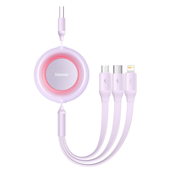 Baseus Bright Mirror 2 | Kabel z regulacją długości USB - Micro, USB-C, Lightning do iPhone 3.5A