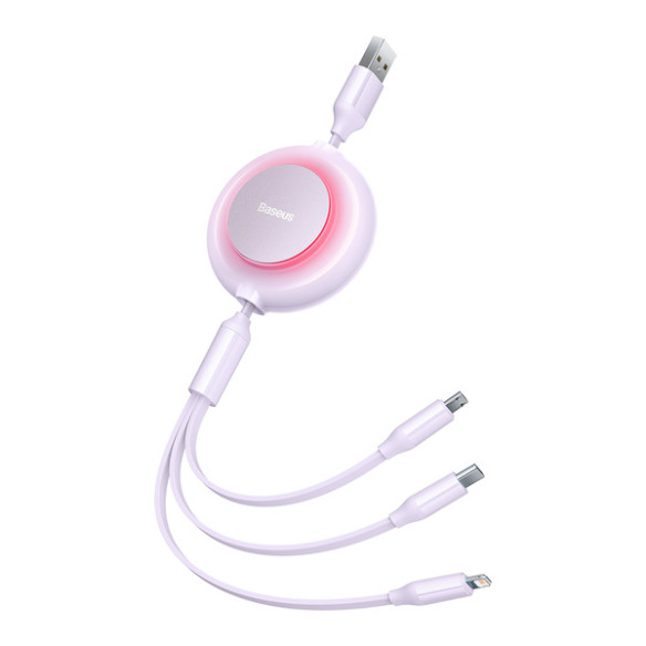 Baseus Bright Mirror 2 | Kabel z regulacją długości USB - Micro, USB-C, Lightning do iPhone 3.5A