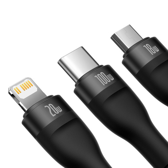 Baseus Flash Series 2 | Kabel USB-C / USB-A - USB-C, Lightning, Micro USB 1.2m 100W	