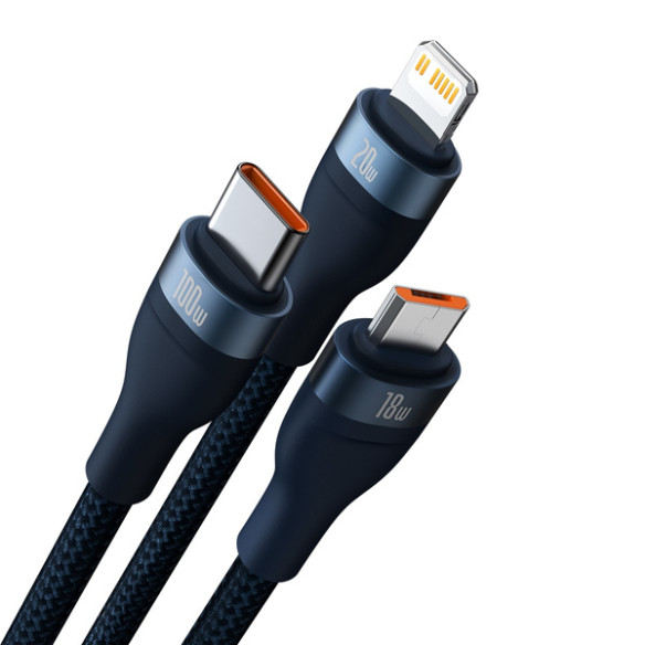 Baseus Flash Series 2 | Kabel USB-C / USB-A - USB-C, Lightning, Micro USB 1.2m 100W	