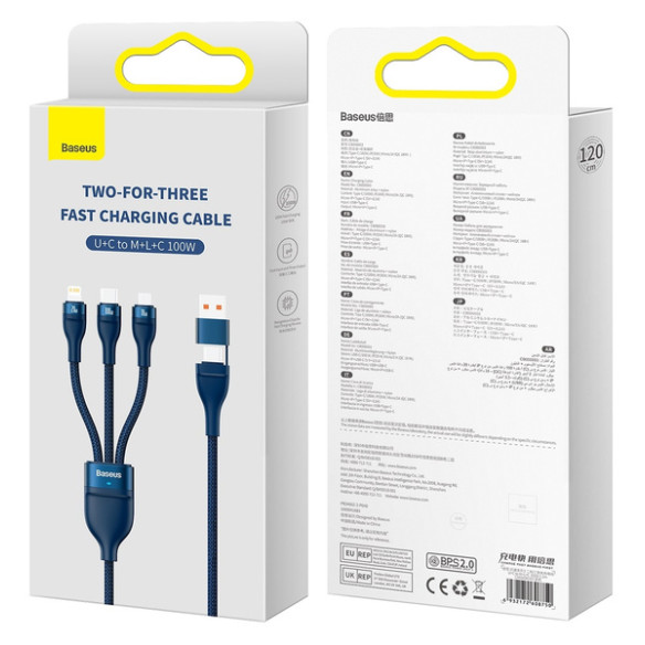 Baseus Flash Series 2 | Kabel USB-C / USB-A - USB-C, Lightning, Micro USB 1.2m 100W	