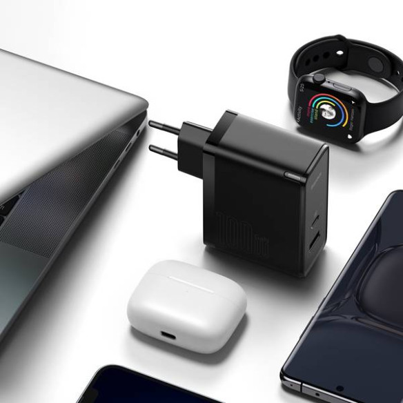 Baseus GAN5 Pro  | Ładowarka sieciowa zasilacz USB-A USB-C PD QC4.0 100W + kabel USB-C