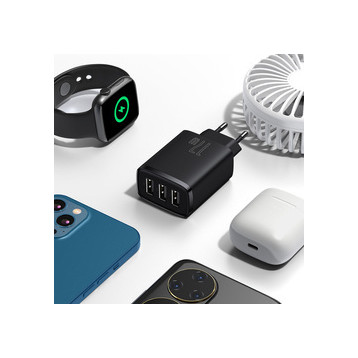 Baseus Compact | Ładowarka sieciowa zasilacz 3x USB-A 17W 