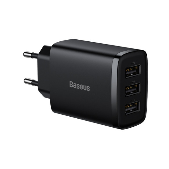 Baseus Compact | Ładowarka sieciowa zasilacz 3x USB-A 17W 