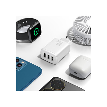 Baseus Compact | Ładowarka sieciowa zasilacz 3x USB-A 17W 