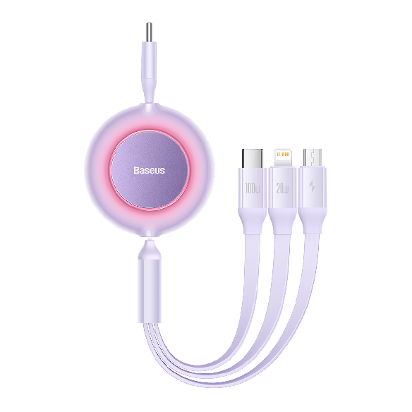 Baseus Bright Mirror 2 | Kabel z regulacją długości USB-C - Micro, USB-C, Lightning do iPhone 100W PD QC