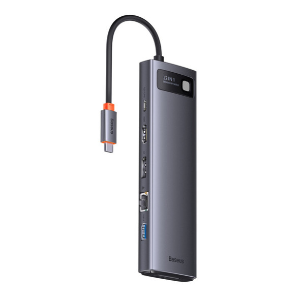 Baseus Metal Gleam 12w1 | Adapter HUB USB-C - HDMI, DP, USB3.0, USB-C 10GB/s, RJ45, Audio, SD/TF, 100W