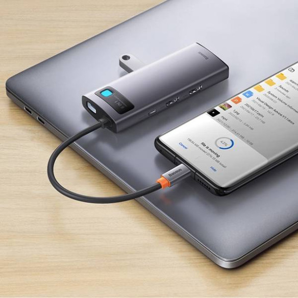 Baseus Metal Gleam 6w1 | Adapter HUB USB-C - 3x USB3.0, SD, TF PD 100W
