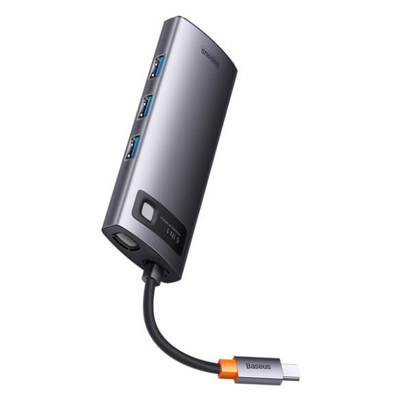 Baseus Metal Gleam 6w1 | Adapter HUB USB-C - 3x USB3.0, SD, TF PD 100W