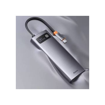 Baseus Metal Gleam 7w1 | Adapter HUB USB-C do 3x USB3.0, VGA, HDMI 4K, RJ45 100W PD 
