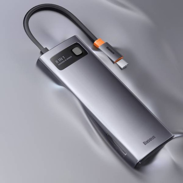 Baseus Metal Gleam 8w1 | Adapter HUB USB-C - HDMI, VGA, 3x USB3.0, SD, TF 100W PLAN EOL