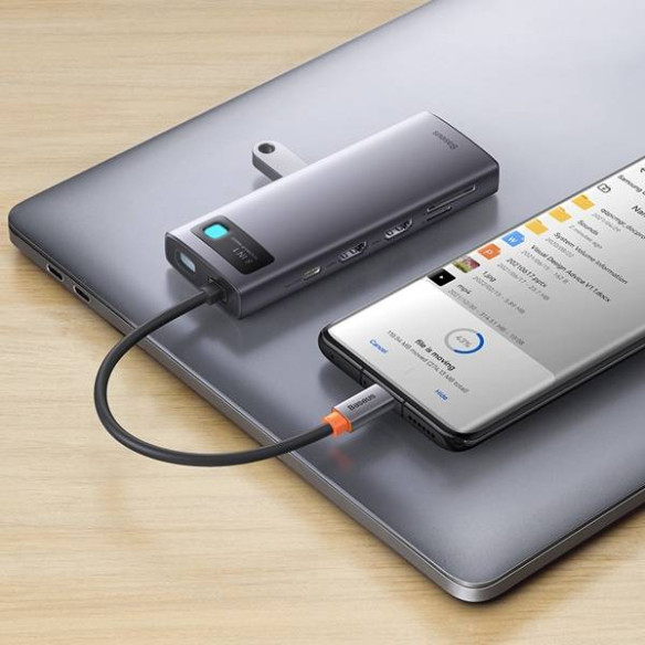 Baseus Metal Gleam 8w1 | Adapter HUB USB-C - HDMI, VGA, 3x USB3.0, SD, TF 100W PLAN EOL
