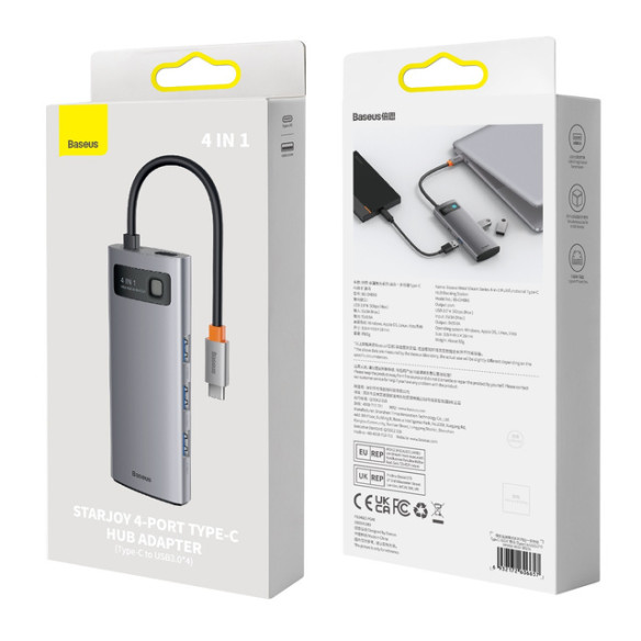 Baseus Metal Gleam 4w1 | Adapter HUB USB-C - 4x USB 3.0