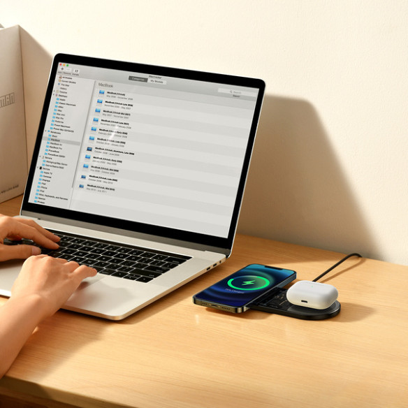 Baseus Digital LED Display 2in1 | Ładowarka indukcyjna 2w1 bezprzewodowa Qi 20W do telefonu, słuchawek